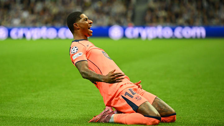 Marcus Rashford marcou o primeiro gol do Barça na Champions Marcus Rashford marcou o primeiro gol do Barça na Champions