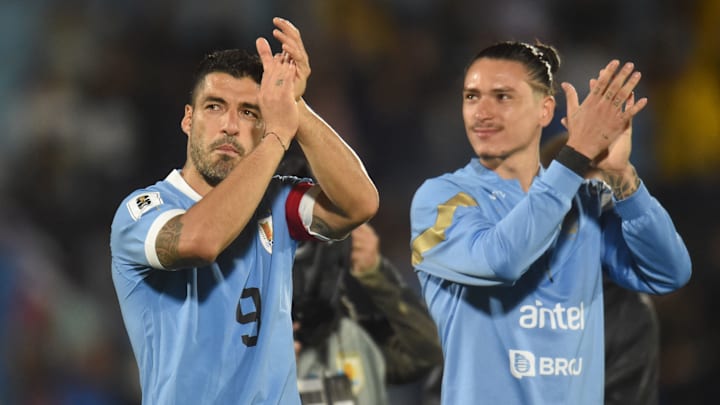 Luis Suarez (left) played with Darwin Nunez for Uruguay Luis Suarez (left) played with Darwin Nunez for Uruguay