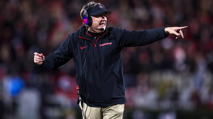 Nov 29, 2024; Athens, Georgia, USA; Georgia Bulldogs head coach Kirby Smart on the sideline against the Georgia Tech Yellow Jackets in the second quarter at Sanford Stadium. Mandatory Credit: Brett Davis-Imagn Images
Nov 29, 2024; Athens, Georgia, USA; Georgia Bulldogs head coach Kirby Smart on the sideline against the Georgia Tech Yellow Jackets in the second quarter at Sanford Stadium. Mandatory Credit: Brett Davis-Imagn Images