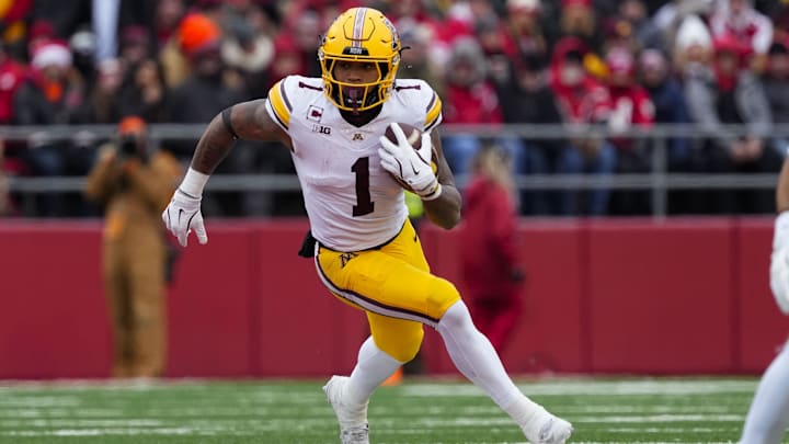 Nov 29, 2024; Madison, Wisconsin, USA;  Minnesota Golden Gophers running back Darius Taylor (1) during the game against the Wisconsin Badgers at Camp Randall Stadium.