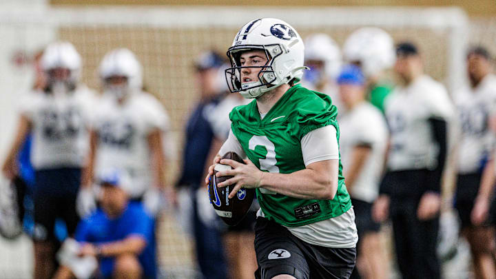 BYU quarterback McCae Hillstead at BYU Spring camp