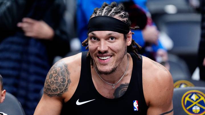 Mar 6, 2026; Denver, Colorado, USA; Denver Nuggets forward Aaron Gordon (32) warms up before the game against the New York Knicks at Ball Arena. Mandatory Credit: Ron Chenoy-Imagn Images