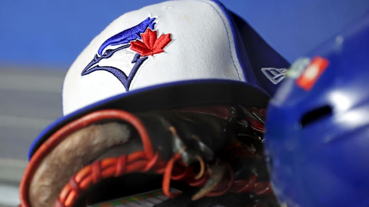 A view of a Toronto Blue Jays hat before game four of the ALDS round for the 2025 MLB playoffs between the New York Yankees and the Toronto Blue Jays at Yankee Stadium. 