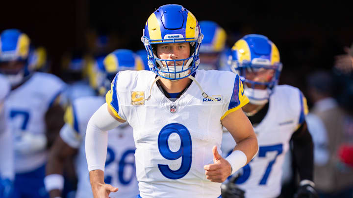 November 9, 2025; Santa Clara, California, USA; Los Angeles Rams quarterback Matthew Stafford (9) before the game against the San Francisco 49ers at Levi's Stadium. November 9, 2025; Santa Clara, California, USA; Los Angeles Rams quarterback Matthew Stafford (9) before the game against the San Francisco 49ers at Levi's Stadium.