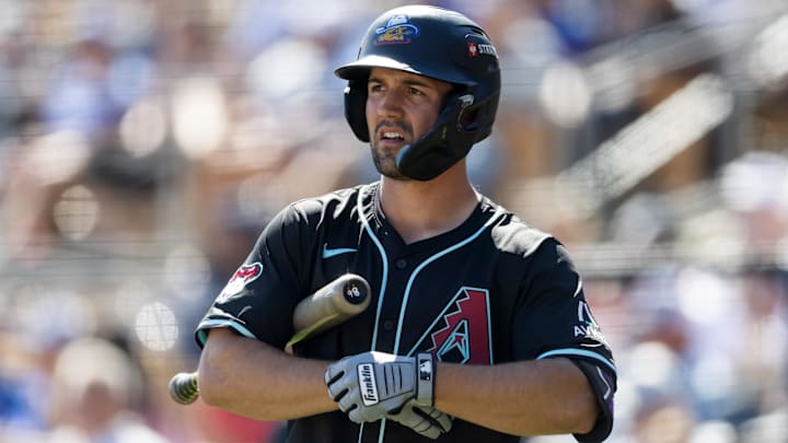Mar 10, 2026; Phoenix, Arizona, USA; Arizona Diamondbacks outfielder Ryan Waldschmidt against the Los Angeles Dodgers during a spring training game at Camelback Ranch-Glendale. Mandatory Credit: Mark J. Rebilas-Imagn Images Mar 10, 2026; Phoenix, Arizona, USA; Arizona Diamondbacks outfielder Ryan Waldschmidt against the Los Angeles Dodgers during a spring training game at Camelback Ranch-Glendale. Mandatory Credit: Mark J. Rebilas-Imagn Images