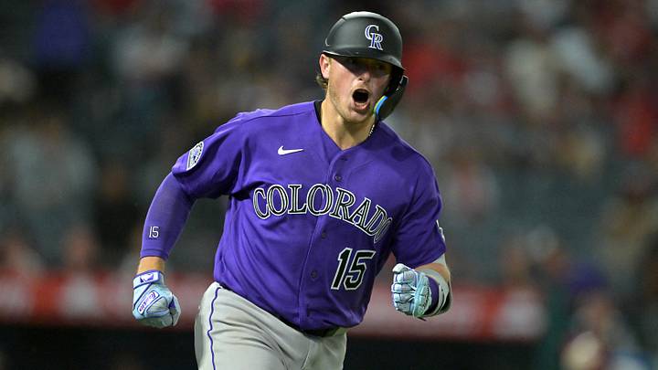 Jun 1, 2026; Anaheim, California, USA; Colorado Rockies catcher Hunter Goodman (15) reacts as he rounds the bases after hitting a three-run home run during the sixth inning against the Los Angeles Angels at Angel Stadium. Mandatory Credit: Jayne Kamin-Oncea-Imagn Images Jun 1, 2026; Anaheim, California, USA; Colorado Rockies catcher Hunter Goodman (15) reacts as he rounds the bases after hitting a three-run home run during the sixth inning against the Los Angeles Angels at Angel Stadium. Mandatory Credit: Jayne Kamin-Oncea-Imagn Images