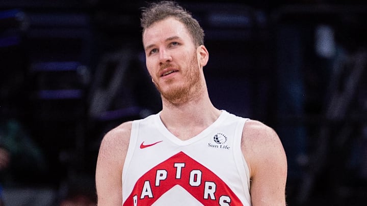 Jan 5, 2024; Sacramento, California, USA; Toronto Raptors center Jakob Poeltl (19) reacts after committing his sixth foul of the game during the fourth quarter against the Sacramento Kings at Golden 1 Center. Mandatory Credit: Ed Szczepanski-Imagn Images Jan 5, 2024; Sacramento, California, USA; Toronto Raptors center Jakob Poeltl (19) reacts after committing his sixth foul of the game during the fourth quarter against the Sacramento Kings at Golden 1 Center. Mandatory Credit: Ed Szczepanski-Imagn Images