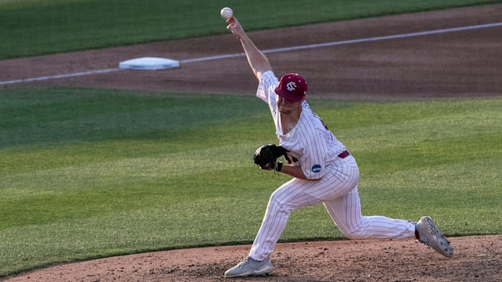 South Carolina baseball pitcher Chris Veach