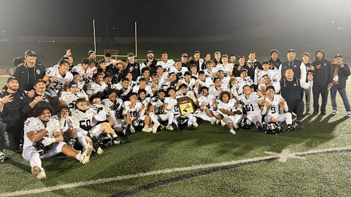 Rio Hondo Prep poses after winning a CIF Southern Section Division 5 title over Redondo Union.