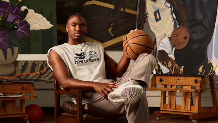 Tyrese Maxey debuts his special edition New Balance footwear collection. Tyrese Maxey debuts his special edition New Balance footwear collection.