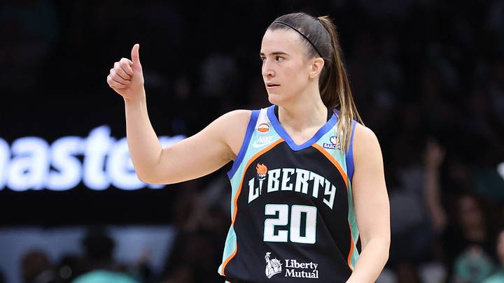 Oct 9, 2026; Brooklyn, New York, USA;  New York Liberty guard Sabrina Ionescu (20) reacts in the second half during game three of the second round for the 2026 WNBA Playoffs against the Atlanta Dream at Barclays Center.  Mandatory Credit: Wendell Cruz-Imagn Images