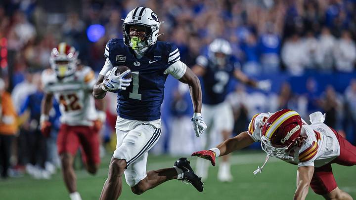 BYU Football wide receiver Legend Glasker against Iowa State BYU Football wide receiver Legend Glasker against Iowa State