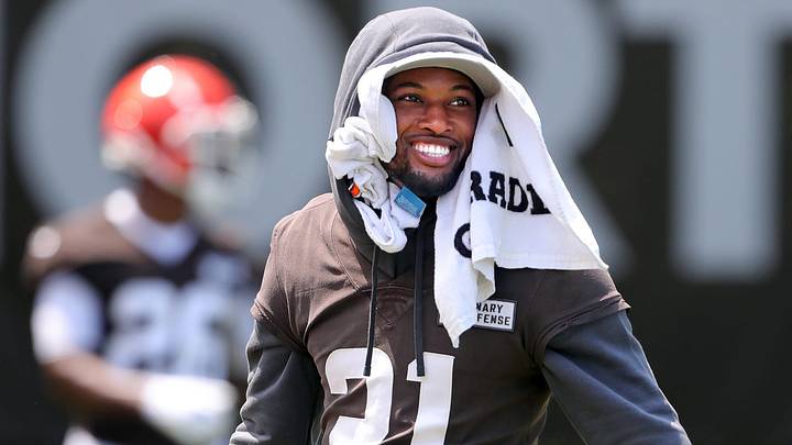 Browns cornerback Denzel Ward smiles during minicamp, Thursday, June 13, 2024, in Berea. Browns cornerback Denzel Ward smiles during minicamp, Thursday, June 13, 2024, in Berea.