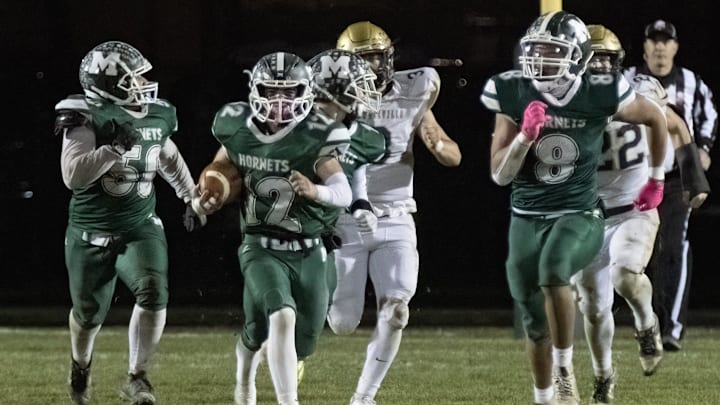 The Malvern football team competes against Lowellville during the 2024 season. The Hornets and six other schools, which make up the entire Inter-Valley Conference North Division, announced on Friday, May 15, that they are leaving the conference after the 2027-28 sports season to form a new league.