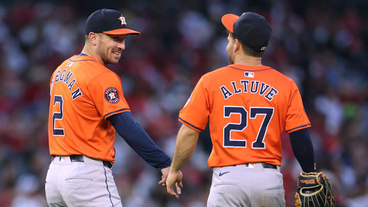 Houston Astros infielders Alex Bregman, Jose Altuve