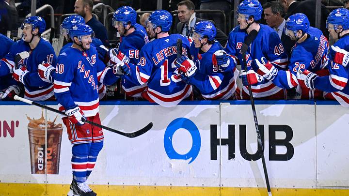 Oct 4, 2026; New York, New York, USA; New York Rangers center J.T. Miller (10) celebrates his goal against the Utah Mammoth during the third period at Madison Square Garden. Mandatory Credit: Dennis Schneidler-Imagn Images Oct 4, 2026; New York, New York, USA; New York Rangers center J.T. Miller (10) celebrates his goal against the Utah Mammoth during the third period at Madison Square Garden. Mandatory Credit: Dennis Schneidler-Imagn Images