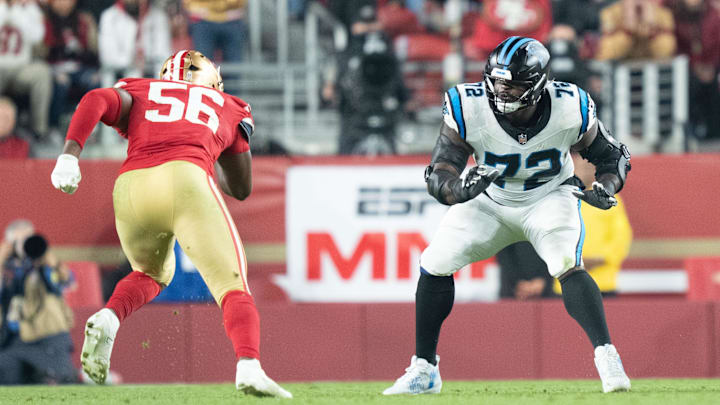 Carolina Panthers offensive tackle Taylor Moton (72) during the fourth quarter against the San Francisco 49ers 
