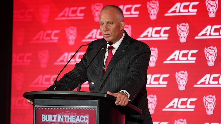 Jul 15, 2026; Charlotte, NC, USA; NC State head coach Dave Doeren speaks to the media during ACC Media Days at Hilton Charlotte Uptown. Mandatory Credit: Jim Dedmon-Imagn Images Jul 15, 2026; Charlotte, NC, USA; NC State head coach Dave Doeren speaks to the media during ACC Media Days at Hilton Charlotte Uptown. Mandatory Credit: Jim Dedmon-Imagn Images