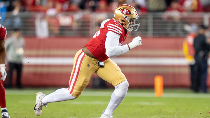 November 13, 2022; Santa Clara, California, USA; San Francisco 49ers defensive end Drake Jackson