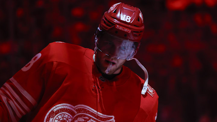 Mar 21, 2026; Detroit, Michigan, USA; Detroit Red Wings center Andrew Copp (18) looks on during pregame warmups before the game versus the Boston Bruins at Little Caesars Arena. Mandatory Credit: Brian Bradshaw Sevald-Imagn Images Mar 21, 2026; Detroit, Michigan, USA; Detroit Red Wings center Andrew Copp (18) looks on during pregame warmups before the game versus the Boston Bruins at Little Caesars Arena. Mandatory Credit: Brian Bradshaw Sevald-Imagn Images
