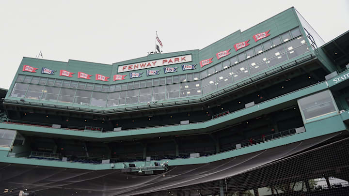 Sep 24, 2023; Boston, Massachusetts, USA;  General view of the Fenway Park press box prior to a game