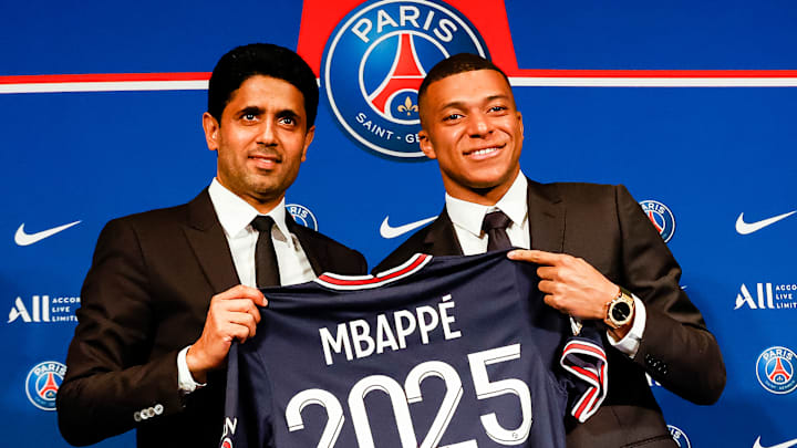 Kylian Mbappe and Nasser Al-Khelaifi, PSG