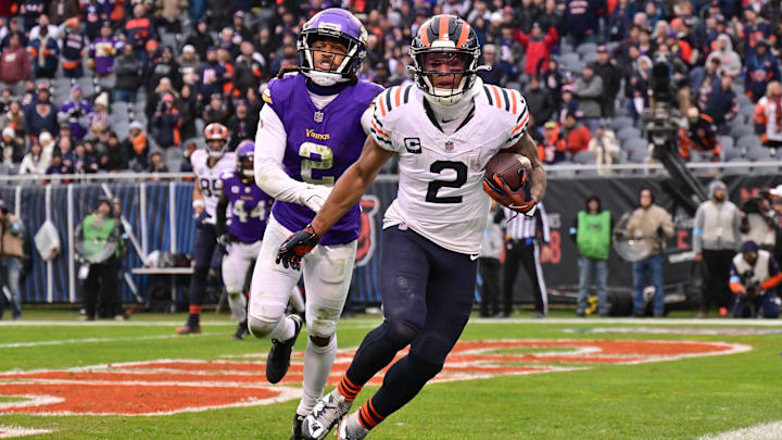 Bears receiver DJ Moore scored on a two-point conversion last season against the Vikings. Bears receiver DJ Moore scored on a two-point conversion last season against the Vikings.