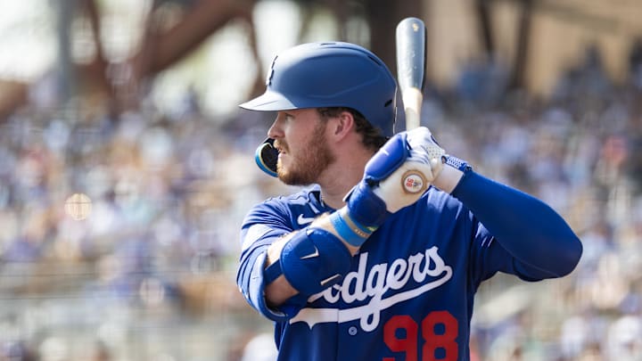 Los Angeles Dodgers first baseman James Tibbs III against the Seattle Mariners during a spring training game at Camelback Ranch-Glendale. Los Angeles Dodgers first baseman James Tibbs III against the Seattle Mariners during a spring training game at Camelback Ranch-Glendale.
