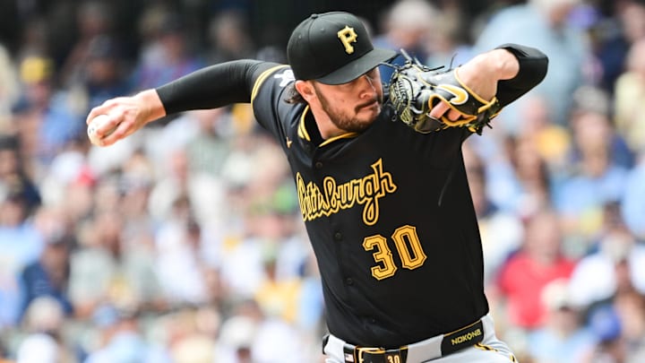 Jun 25, 2025; Milwaukee, Wisconsin, USA; Pittsburgh Pirates starting pitcher Paul Skenes (30) throws a pitch in the first inning against the Milwaukee Brewers at American Family Field. Mandatory Credit: Benny Sieu-Imagn Images Jun 25, 2025; Milwaukee, Wisconsin, USA; Pittsburgh Pirates starting pitcher Paul Skenes (30) throws a pitch in the first inning against the Milwaukee Brewers at American Family Field. Mandatory Credit: Benny Sieu-Imagn Images