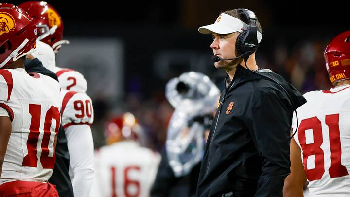 USC Trojans head coach Lincoln Riley stands on the sideline during the fourth quarter. USC Trojans head coach Lincoln Riley stands on the sideline during the fourth quarter.