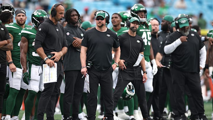 NY Jets head coach Robert Saleh and offensive coordinator Nathaniel Hackett