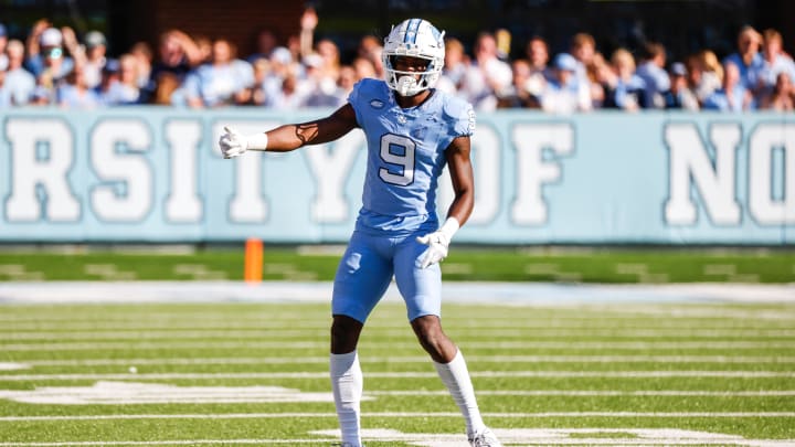 Oct 7, 2023; Chapel Hill, North Carolina, USA; North Carolina Tar Heels wide receiver Devontez