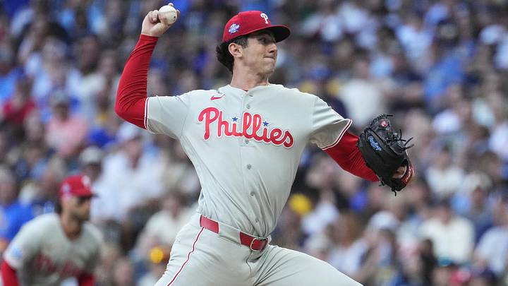 Jun 12, 2026; Milwaukee, Wisconsin, USA; Philadelphia Phillies pitcher Andrew Painter (24) delivers a pitch against the Milwaukee Brewers in the fifth inning at American Family Field.