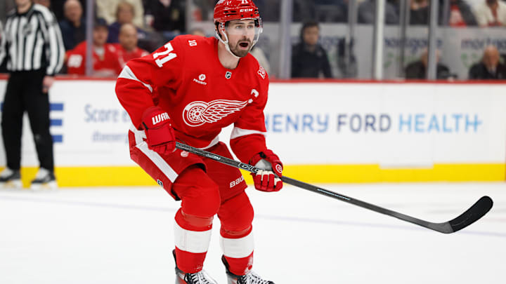 Mar 24, 2026; Detroit, Michigan, USA; Detroit Red Wings center Dylan Larkin (71) skates in the second period against the Ottawa Senators at Little Caesars Arena. Mandatory Credit: Rick Osentoski-Imagn Images Mar 24, 2026; Detroit, Michigan, USA; Detroit Red Wings center Dylan Larkin (71) skates in the second period against the Ottawa Senators at Little Caesars Arena. Mandatory Credit: Rick Osentoski-Imagn Images