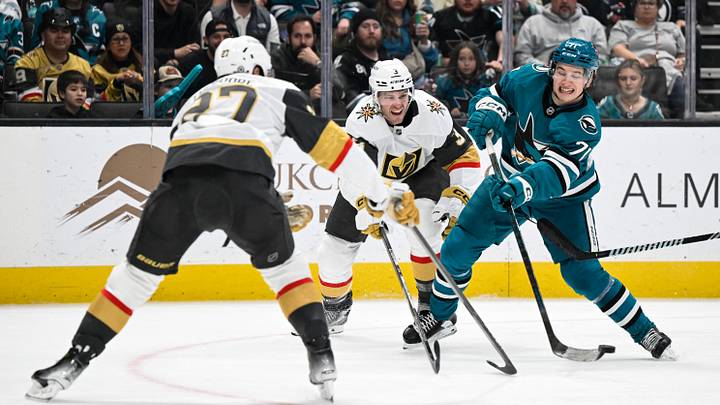 Dec 27, 2024; San Jose, California, USA; San Jose Sharks center Macklin Celebrini (71) takes a shot on goal against the Vegas Golden Knights in the second period at SAP Center at San Jose. Mandatory Credit: Eakin Howard-Imagn Images Dec 27, 2024; San Jose, California, USA; San Jose Sharks center Macklin Celebrini (71) takes a shot on goal against the Vegas Golden Knights in the second period at SAP Center at San Jose. Mandatory Credit: Eakin Howard-Imagn Images