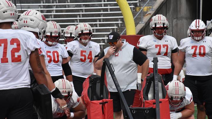 Wisconsin OL coach Eric Mateos. Wisconsin OL coach Eric Mateos.