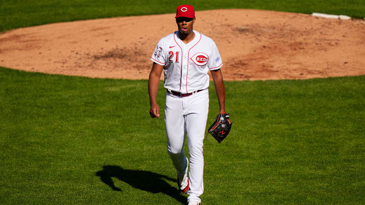 Cincinnati Reds starting pitcher Hunter Greene (21)