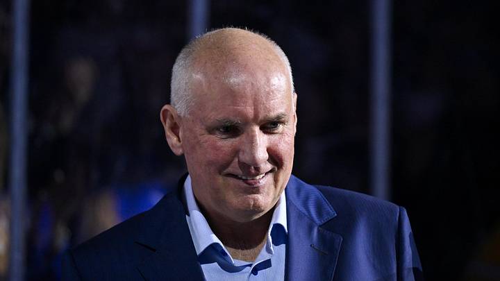 Mar 25, 2024; St. Louis, Missouri, USA;  St. Louis Blues general manager Doug Armstrong looks on before a game against the Vegas Golden Knights at Enterprise Center. Mandatory Credit: Jeff Curry-Imagn Images