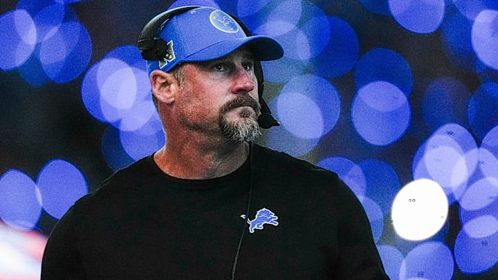 Detroit Lions head coach Dan Campbell looks on at a timeout against Chicago Bears during the second half at Ford Field in Detroit on Thursday, Nov. 28, 2024.