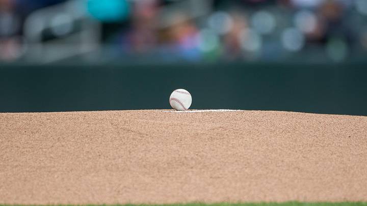 May 18, 2017; Minneapolis, MN, USA; A baseball sits on top of the mound before the game between the Minnesota Twins and Colorado Rockies at Target Field. Mandatory Credit: Brad Rempel-Imagn Images