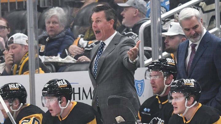 Pittsburgh head coach Mike Sullivan voices his displeasure against the New Jersey Devils: Philip G. Pavely-Imagn Images