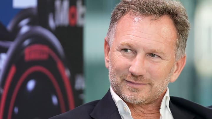 Christian Horner, Team Principal of Oracle Red Bull Racing, speaks at the Red Bull Fan Zone, a private event at Oracle headquarters, on Wednesday October 18, 2023.