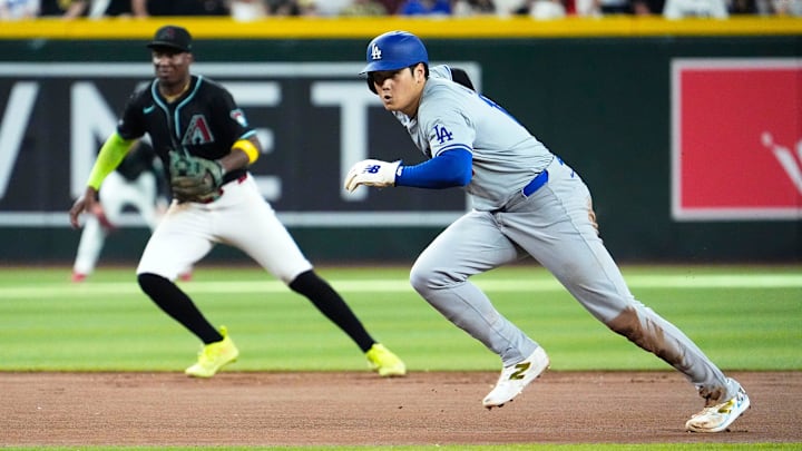 Los Angeles Dodgers Shohei Ohtani (17) against the Arizona Diamondbacks in the seventh inning at Chase Field on Sept. 2, 2024, in Phoenix.