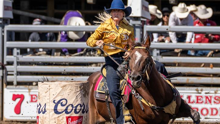 Summer Kosel rounding a barrel at Ellensburg.