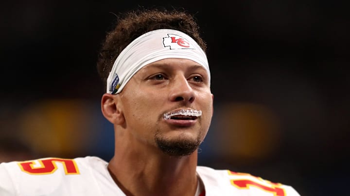 [US, Mexico & Canada customers only] Sep 5, 2025; Sao Paulo, BRAZIL; Kansas City Chiefs quarterback Patrick Mahomes (15) before a NFL game against the Los Angeles Chargers at Corinthians Arena. Mandatory Credit: Jean Carniel/Reuters via Imagn Images