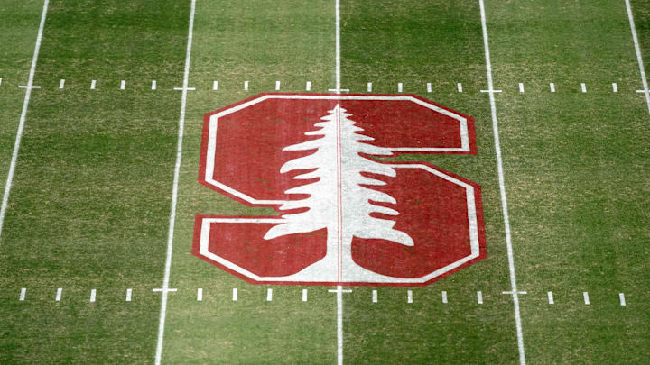 Oct 17, 2019; Stanford, CA, USA; Detailed view of the Stanford Cardinal logo at midfield at Stanford Stadium. Mandatory Credit: Kirby Lee-Imagn Images Oct 17, 2019; Stanford, CA, USA; Detailed view of the Stanford Cardinal logo at midfield at Stanford Stadium. Mandatory Credit: Kirby Lee-Imagn Images