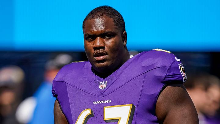 Sep 14, 2025; Baltimore, Maryland, USA; Baltimore Ravens center Corey Bullock (67) before the game against the Cleveland Browns at M&T Bank Stadium. Mandatory Credit: Mitch Stringer-Imagn Images Sep 14, 2025; Baltimore, Maryland, USA; Baltimore Ravens center Corey Bullock (67) before the game against the Cleveland Browns at M&T Bank Stadium. Mandatory Credit: Mitch Stringer-Imagn Images