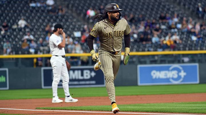 Sep 16, 2026; Denver, Colorado, USA; San Diego Padres outfielder Fernando Tatis Jr. (23) scores in the first inning against the Colorado Rockies at Coors Field. Mandatory Credit: Christopher Hanewinckel-Imagn Images Sep 16, 2026; Denver, Colorado, USA; San Diego Padres outfielder Fernando Tatis Jr. (23) scores in the first inning against the Colorado Rockies at Coors Field. Mandatory Credit: Christopher Hanewinckel-Imagn Images