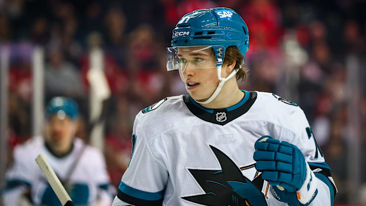 Macklin Celebrini and the Sharks are home favorites against the Flames.