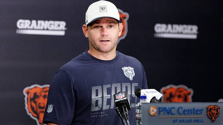 Aug 5, 2026; Lake Forest, IL, USA; Chicago Bears offensive coordinator Press Taylor speaks during training camp at Halas Hall. Mandatory Credit: Kamil Krzaczynski-Imagn Images Aug 5, 2026; Lake Forest, IL, USA; Chicago Bears offensive coordinator Press Taylor speaks during training camp at Halas Hall. Mandatory Credit: Kamil Krzaczynski-Imagn Images